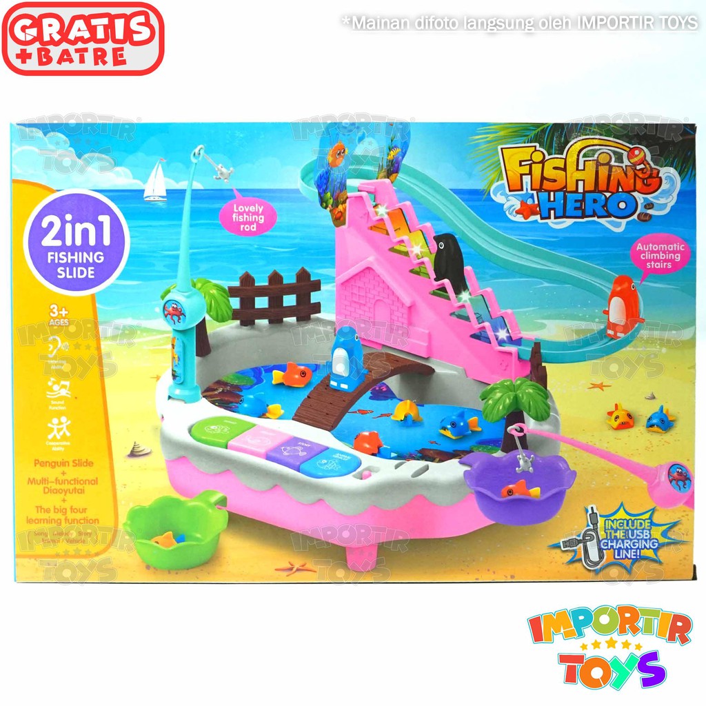 Mainan PINGUIN NAIK TANGGA &amp; MAINAN MANCING 2 in 1 (IMPORTIR TOYS QUALITY)