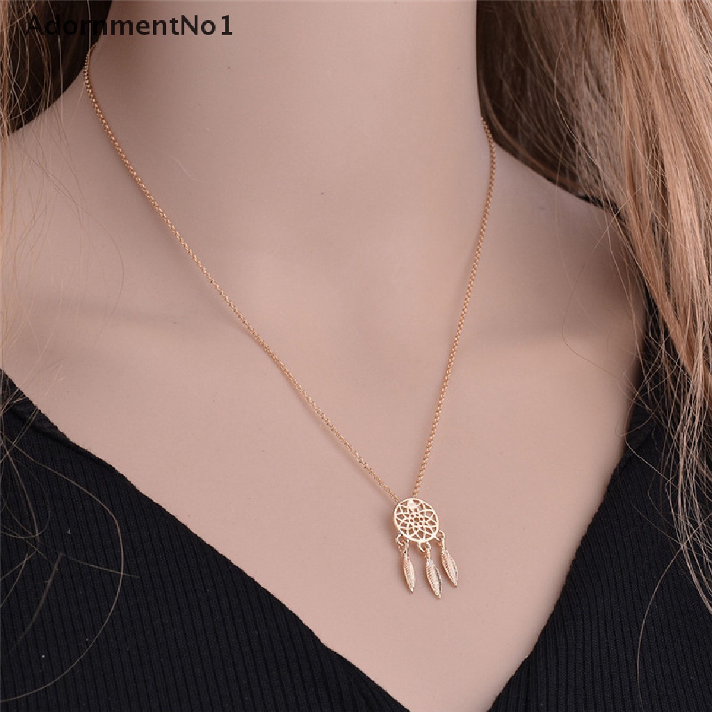 (AdornmentNo1) Kalung Rantai Panjang Liontin Dream Catcher Gaya Retro Warna Gold / Silver Untuk Wanita