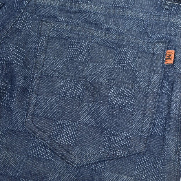 Celana Pendek Casual/Santai Pria bahan Blue Jeans motif Kotak kecil Celana Jeans W6O0