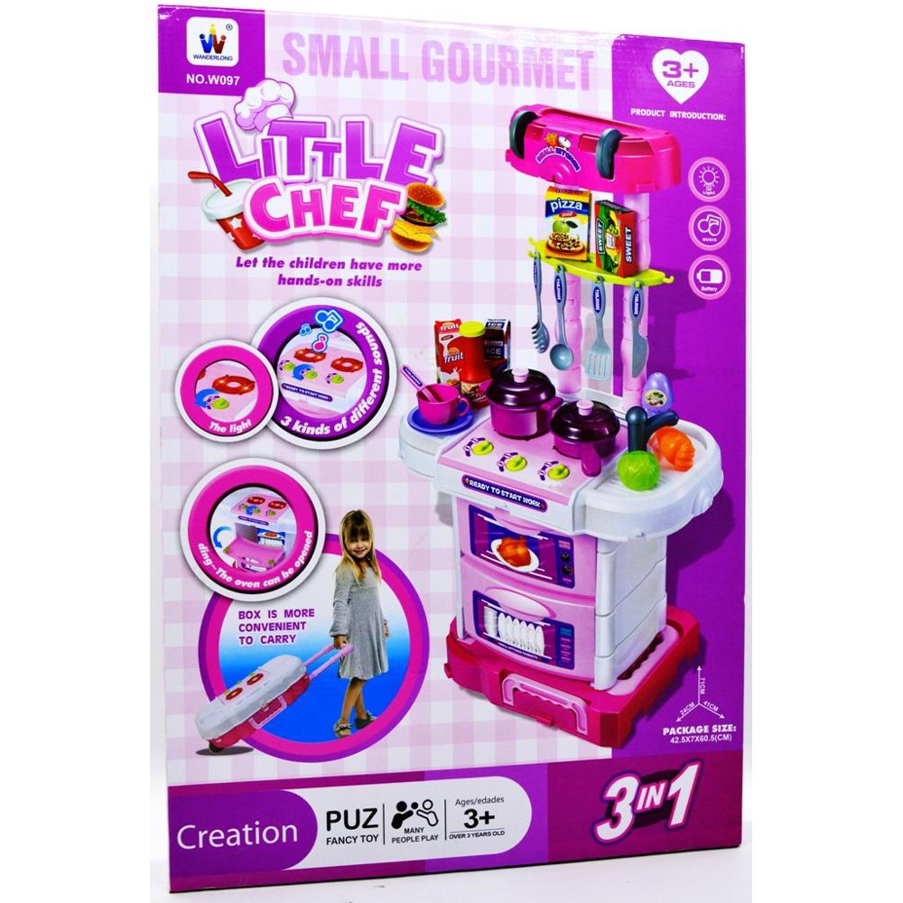 LITTLE CHEF KITCHEN SET KOPER 3IN1 PINK ST - KADO MAINAN ANAK CEWEK PEREMPUAN MASAK MASAKAN