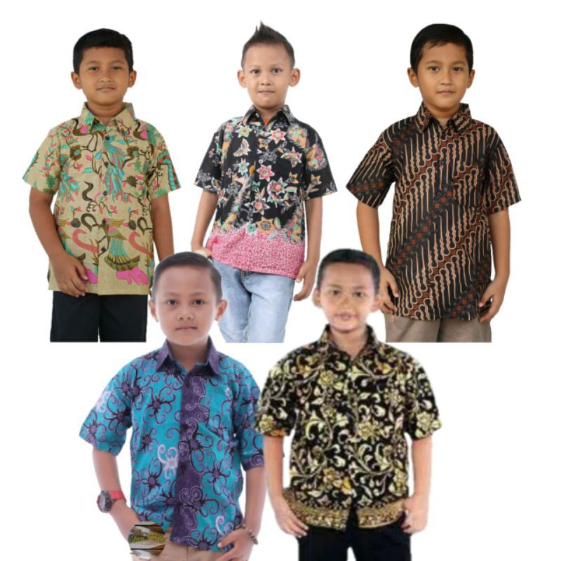 Batik anak - kemeja batik anak - baju batik anak laki laki umur 2-12 tahun hem batik anak pendek