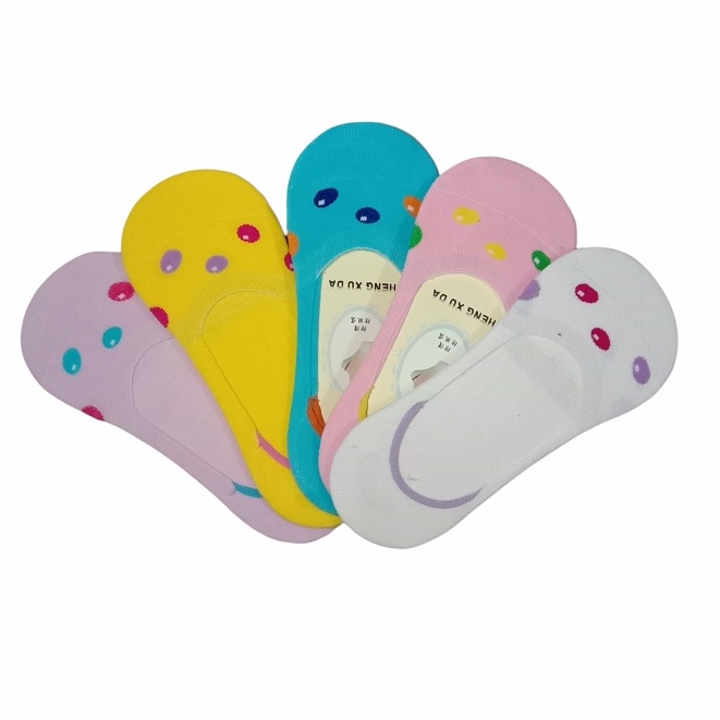 Kaos Kaki Pendek Wanita Invisible Korea Style Hidden 1Pasang (Bahan Katun)(Campur)-4