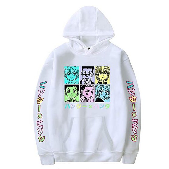 Hoodie Killua Hunter x Hunter Kanji Character White HxH