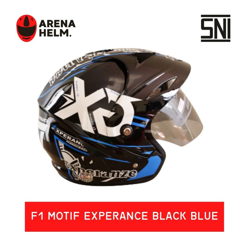 Helm SNI Murah Keren Cowok Hitam Biru Doff Half Face Model GM