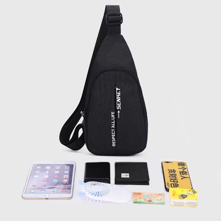 Tas Pria Wanita Selempang Bahu Waterproof Terbaru Kekinian Hitam Slempang Cowok Keren Slingbag Bahu 