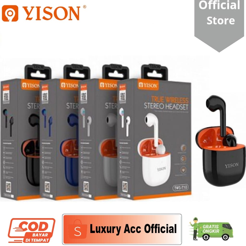 Earphone YISON Airpods Headset Bluetooth TWS T10 Sport Wireless