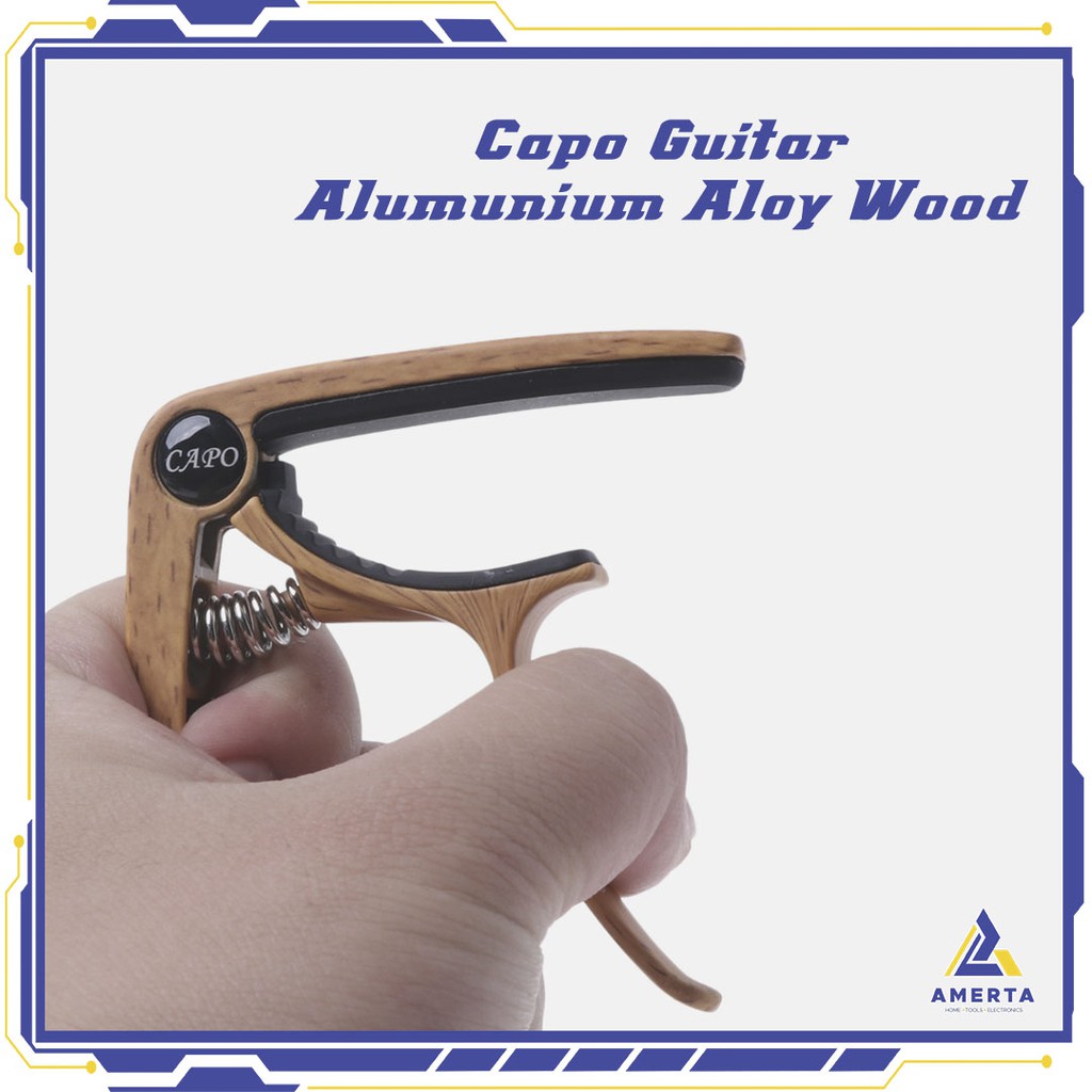 Capo Gitar Aluminum Alloy Wood Design with Bridge Pin Remover - SLOZZ - Dark Brown