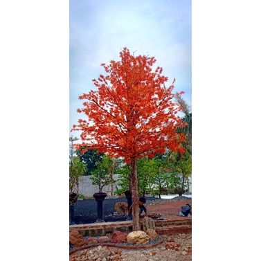 POHON BUATAN DEKORASI POHON MAPLE ORANGE ARTIFICIAL