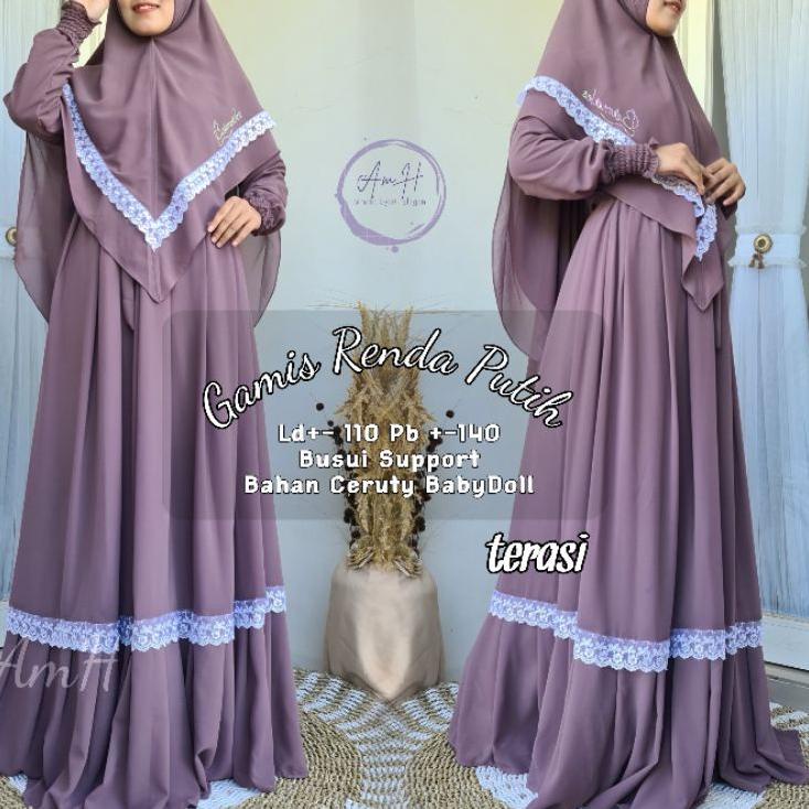Terbaru GAMIS CERUTY RENDA PUTIH BY BERMERKS