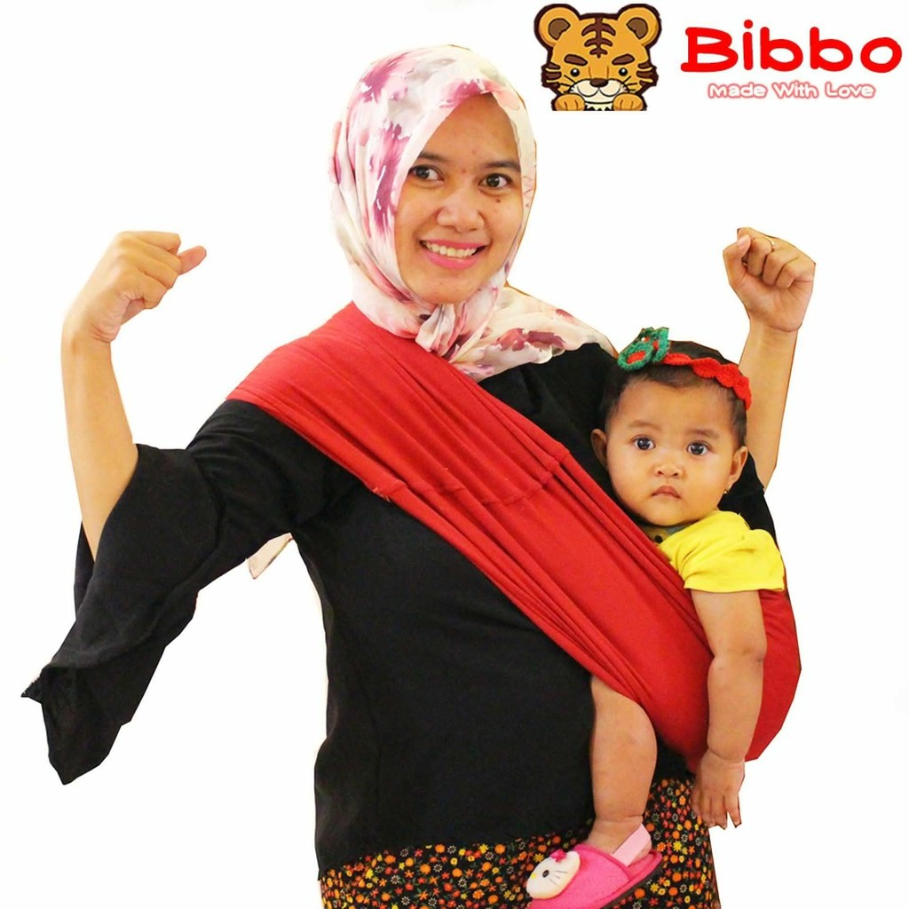 Bibbo Geos Gendongan Kaos Simple Maroon [Tanpa Kemasan Tas Pouch]