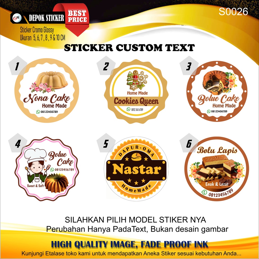 Jual Cetak Stiker Label Kue Cake Nastar Bolu Shopee Indonesia 1584