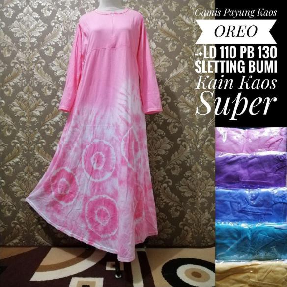 Gamis Kaos Oreo Jumbo Busui Kancing Depan / Longdress Kaos Tie Die Muslimah Tie Dye Tye Dye Tay Day