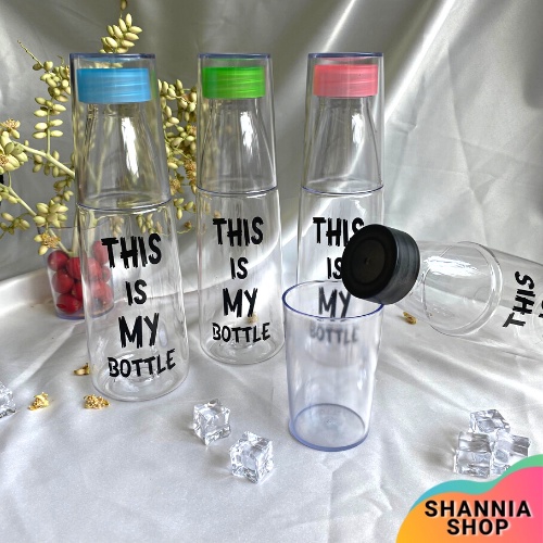 B02 - BOTOL MINUM + GELAS PLASTIK / THIS IS MY BOTTLE 620 ML NEW HAMPERS B02