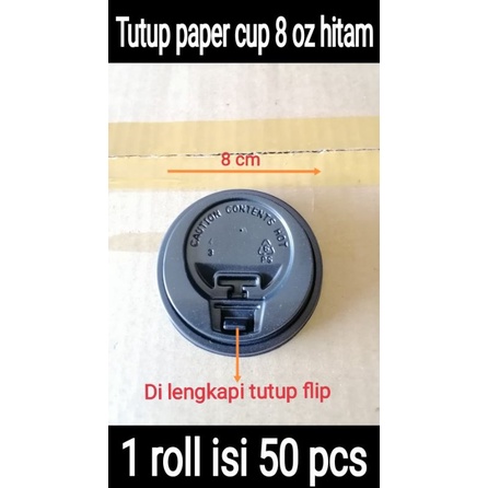 Tutup paper cup / cup kopi 8 oz hitam