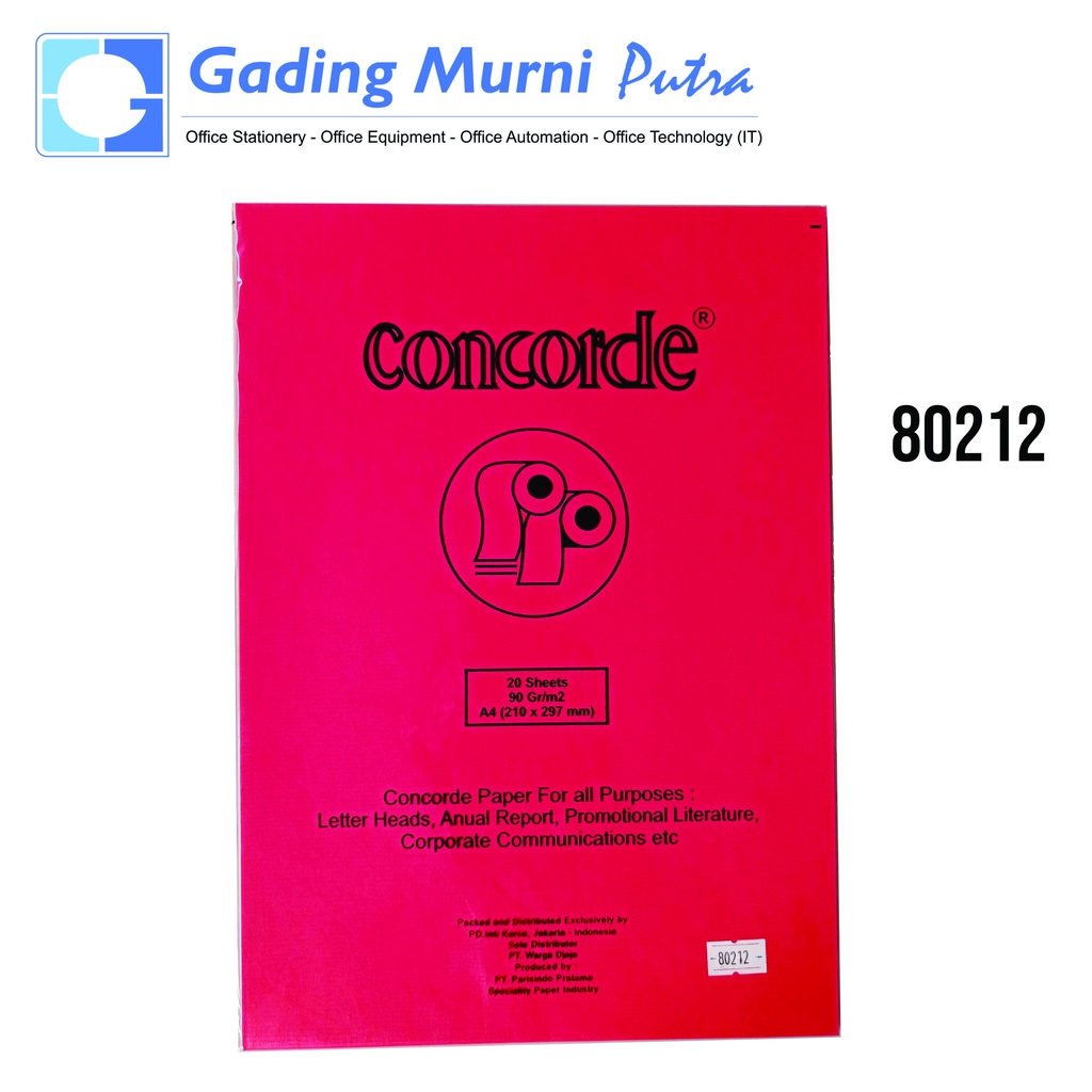 

Kertas Concorde Red A4 90GR/M2 80212 - 20 Lembar