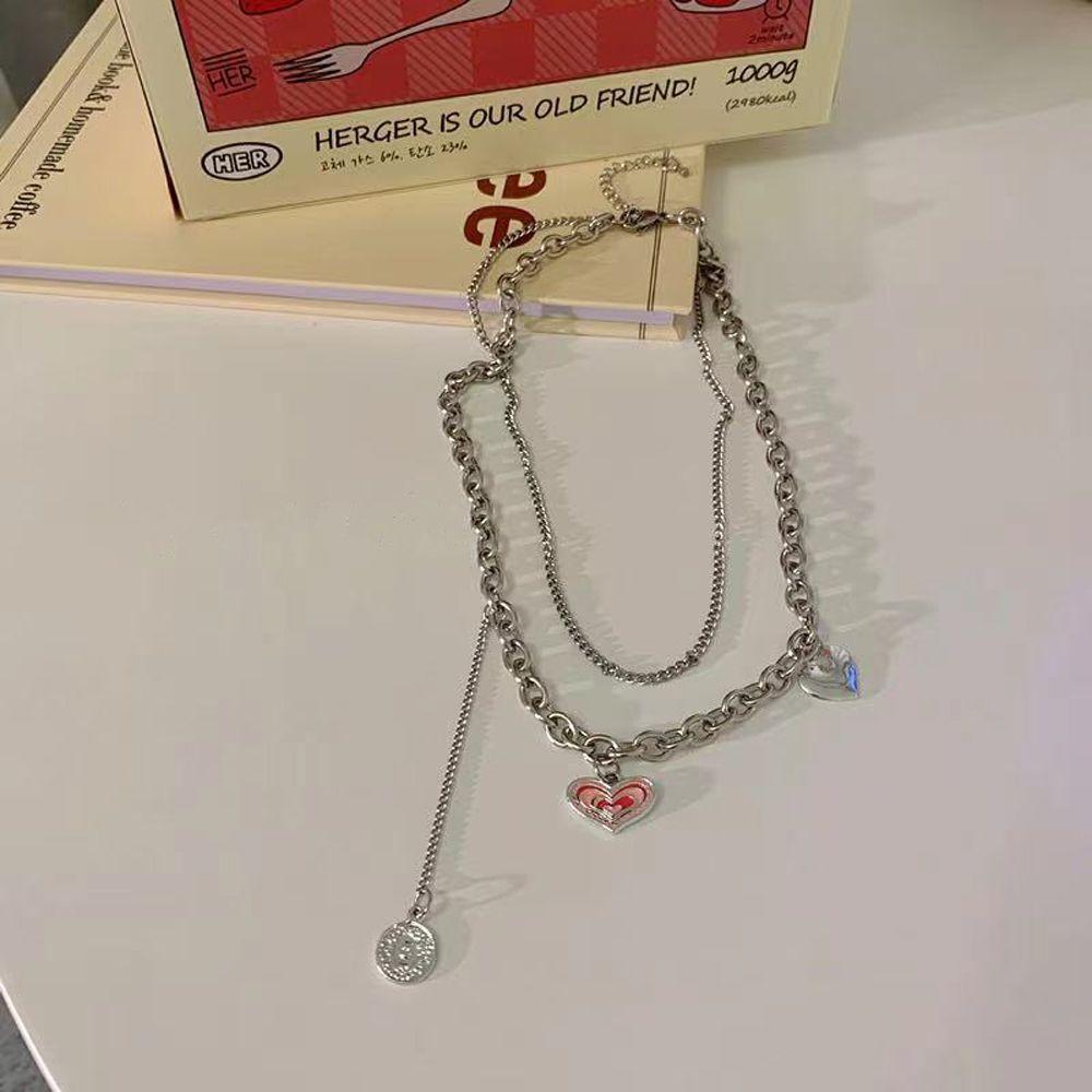 Mxbeauty Kalung Cinta Kreatif Minoritas Gadis Hadiah Y2K Sederhana Hip Hop Gaya Korea Necklace