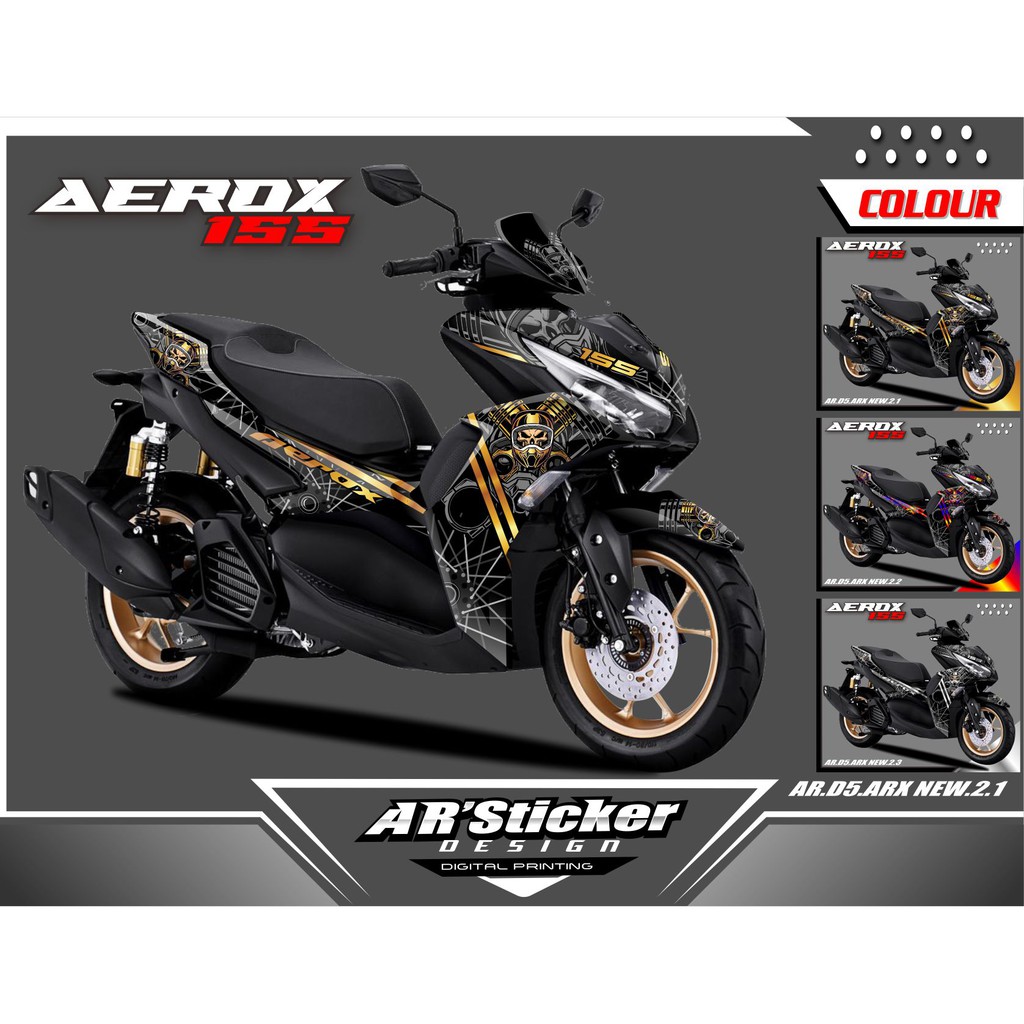 Decal Sticker  Aerox 155  New Full Body - Dekal Yamaha Aerox New 2021 Disain SUPERMOTO D5 (Kode 002)