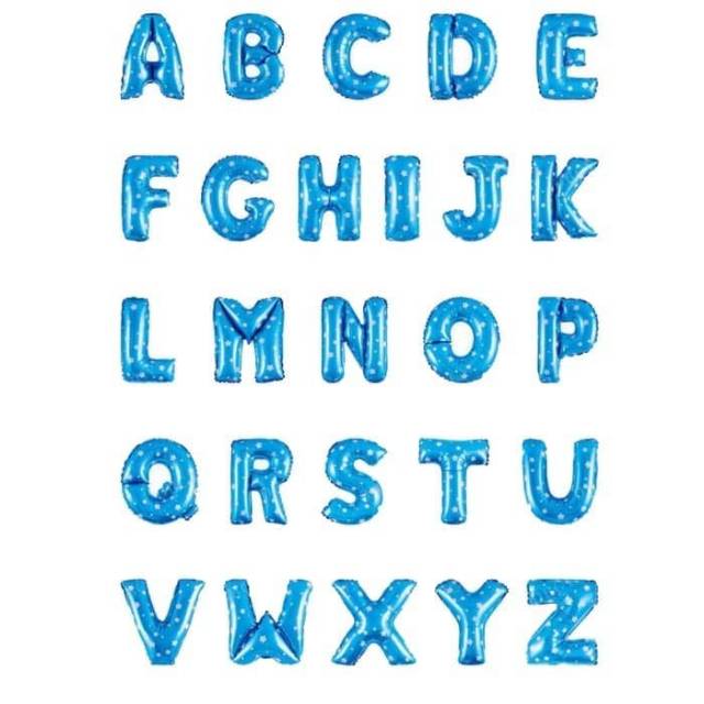 BALON HURUF DAN ANGKA WARNA BIRU / BALON FOIL ABJAD