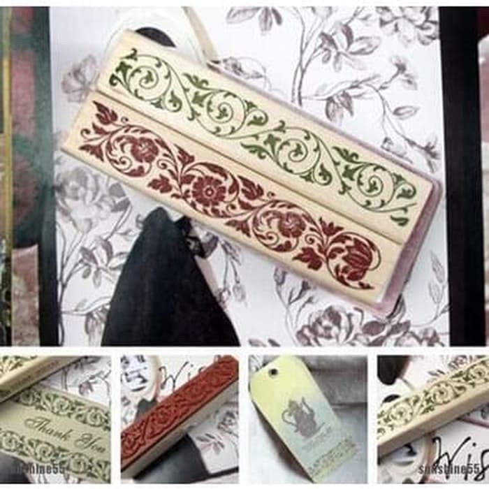 Wooden Rubber Stamp - Flower Lace Pattern 14cm