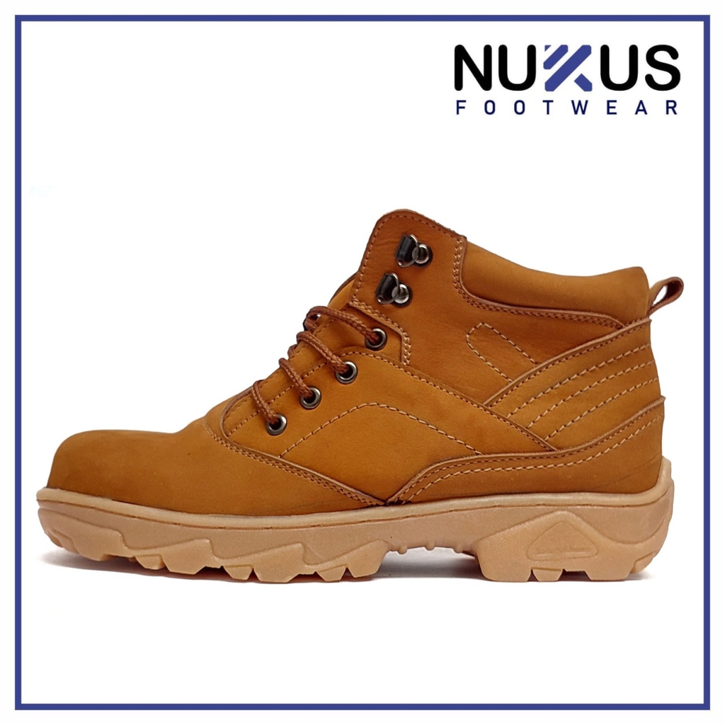 Nukus Sepatu Safety Ujung Besi Boots Pria Kulit Coklat Tan - DT NB