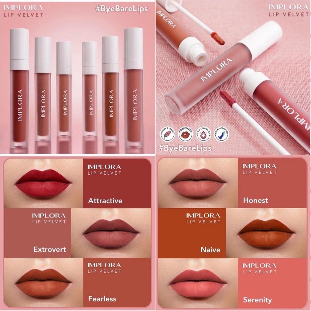 Implora Lip Velvet Rumah Cantik 354 Lipcream Velvet Yang Matte Saat Di Aplikasikan dan Tahan Lama tidak Gampang Luntur