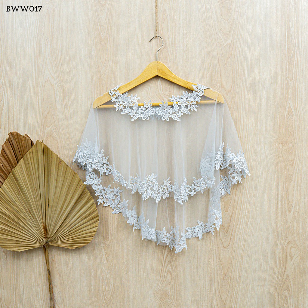 [READY STOCK] BOLERO PENGANTIN WANITA CARDIGAN PESTA WEDDING LACE SILVER BWW017