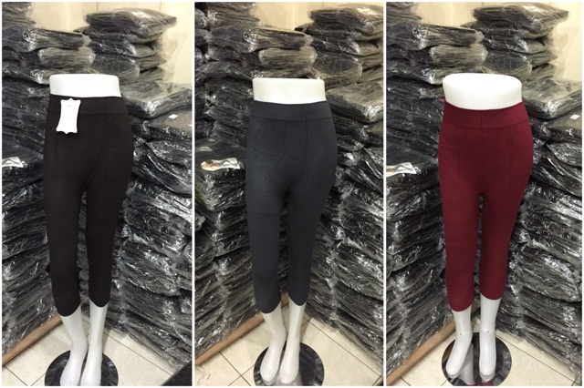 Celana Legging Basic Korea Polos Pendek 7/8 Import Katun Lembut Melar Jumbo