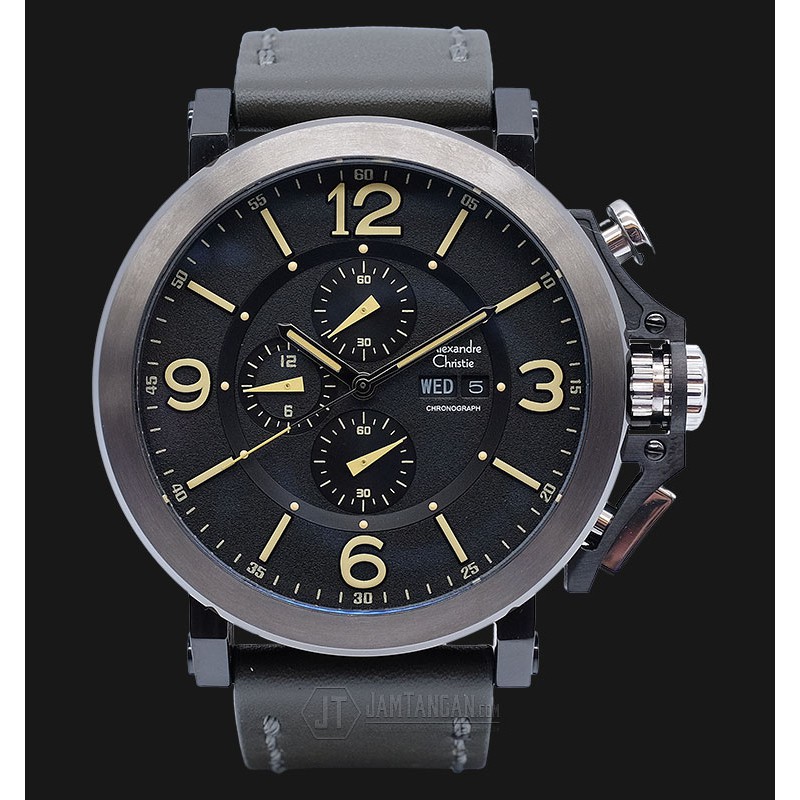 Alexandre Christie AC 6281 MC LBGBA Man Sport Black Dial Leather Strap