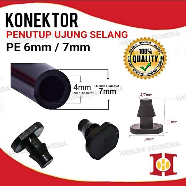 Penutup Selang PE 6mm  7mm Konektor End Plug-50PC