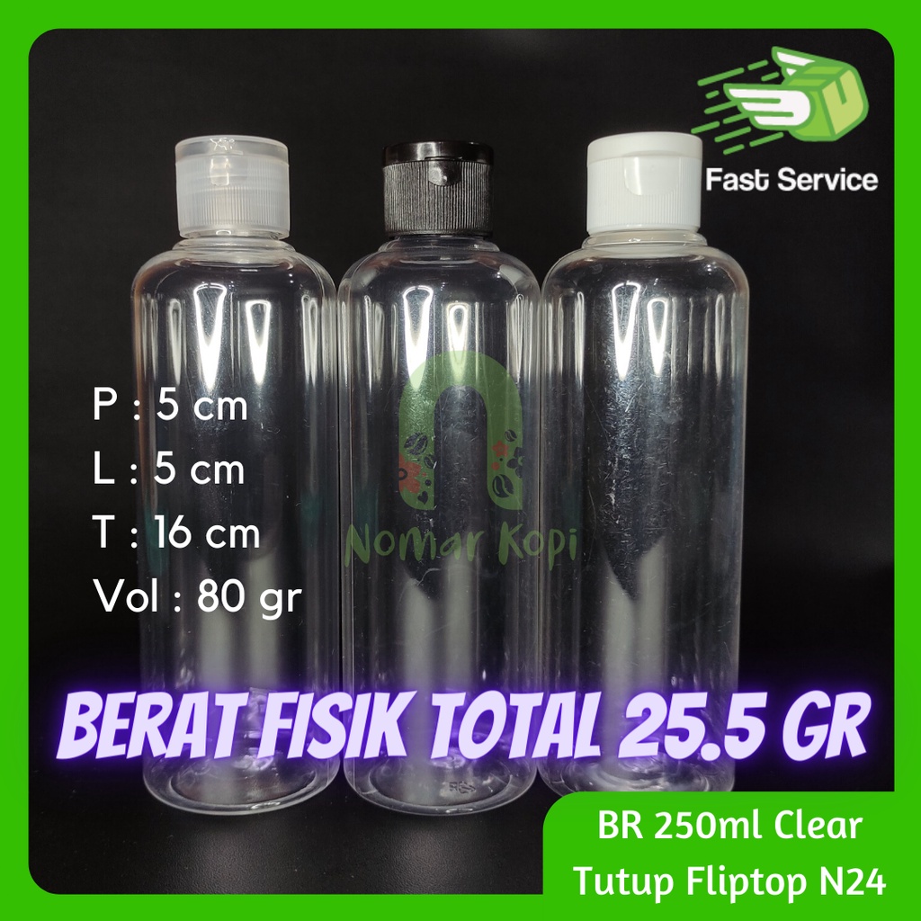 BOTOL PET 250ml Fliptop TEBAL KOSMETIK SABUN HAND SANITIZER LOTION GEL