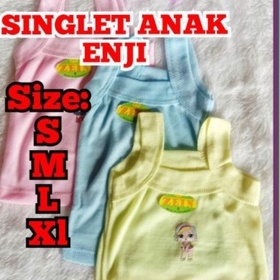 3Pcs Kaos Dalam Sablon ENJI,Balita dan Anak /Singlet Enji Cewek