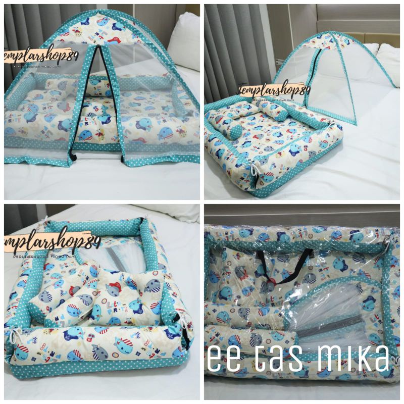 KASUR BAYI TENDA KELAMBU / KASUR BAYI KELAMBU SET BANTAL CROWN  + 2  GULING BABY FREE TAS MIKA terlaris