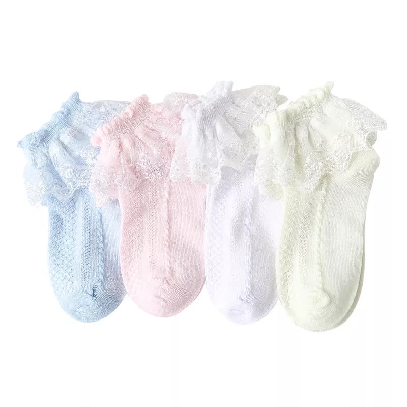 (Pimenova) kaos kaki anak renda polos kaos kaki anak renda korea , kids socks renda bunga halus