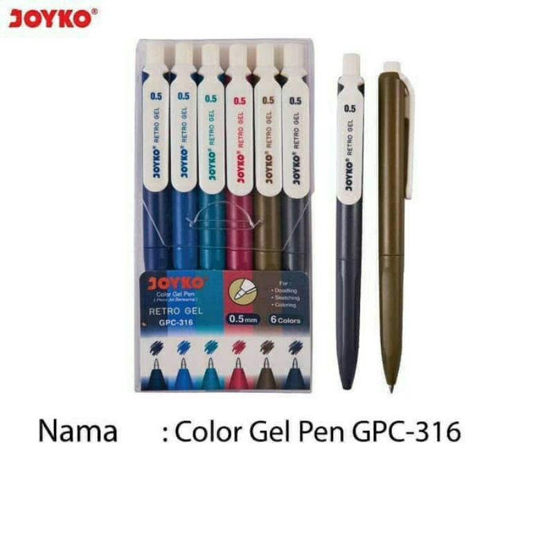 

Pulpen Gel Joyko Retro GPC-316 6 Warna