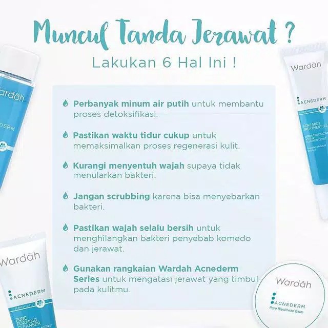 NEW WARDAH Acnederm Series - Pure Foaming Cleanser | Refining Toner | Day Night Treatment Moisturize