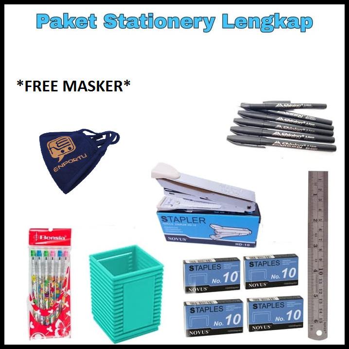 

Force | Paket Stationery Lengkap - Pulpen Staples Ruler Free Masker