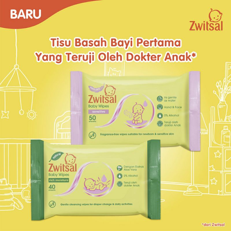 Zwitsal Tisu Basah/ Wipes Sensitive 50 sheets/ Rich Moisture 40sheets