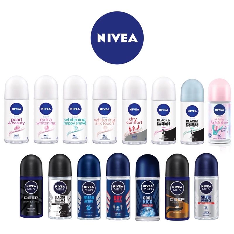 Nivea Deodorant Extra Brightening Black and White Pearl White Dry Comfort Happy Shave Nivea Men 25ml