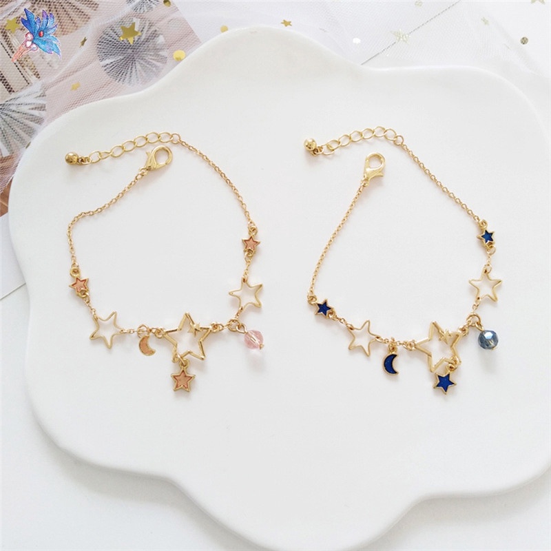 2023 INS✨Gelang Bulan Lucu Liontin Korea Bintang Wanita Fashion Perhiasan Aksesoris COD Ready stock