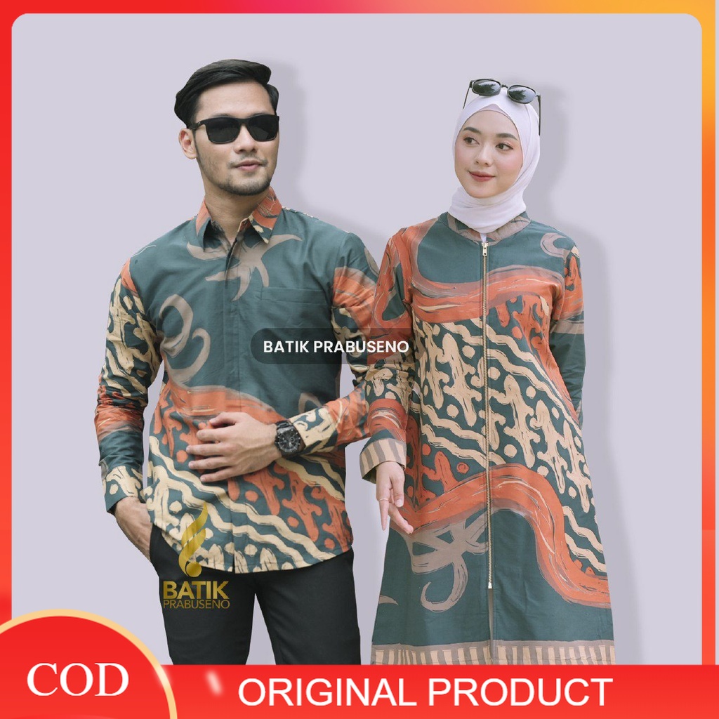 Batik Couple Terbaru 2022 Original Batik Prabuseno Nesa  Batik Pria Slimfit Dan Tunik Wanita Busui  