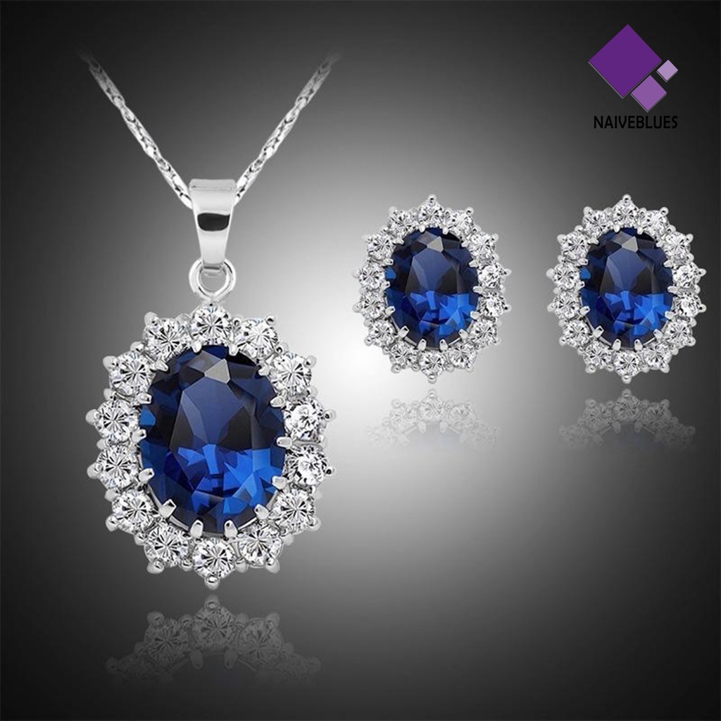 Set Perhiasan Kalung Sapphire Imitasi Untuk Harian