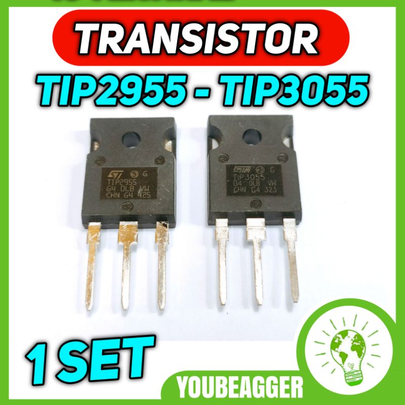 Transistor TIP3055 TIP2955  untuk 1 SET