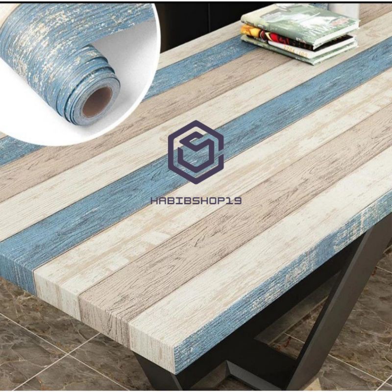 Wallpaper Dinding Motif Kayu 3 Warna Ukuran Panjang 10Meter x Lebar 45Cm