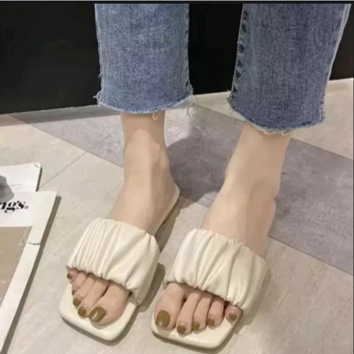 Sandal Teplek Kerut/Sandal Wanita Terbaru