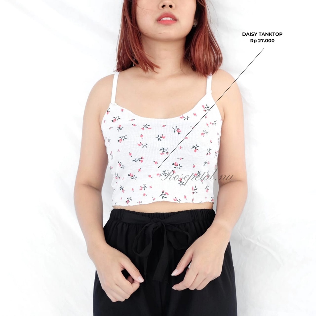 daisy tanktop / tanktop / tanktop wanita / tanktop putih / tanktop bunga / tanktop korea / women tanktop / pakaian wanita / baju wanita / singlet / singlet wanita