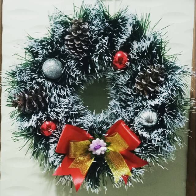 Hiasan Krans  Natal  Untuk Pintu Dinding 28cm Shopee 