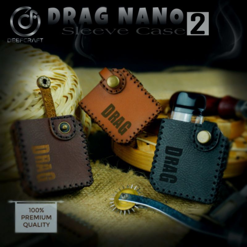 Premium Sleeve Case Drag Nano 2 Free Tali Lanyard / Casing Holder Drag Nano 2 Leather Sleeve