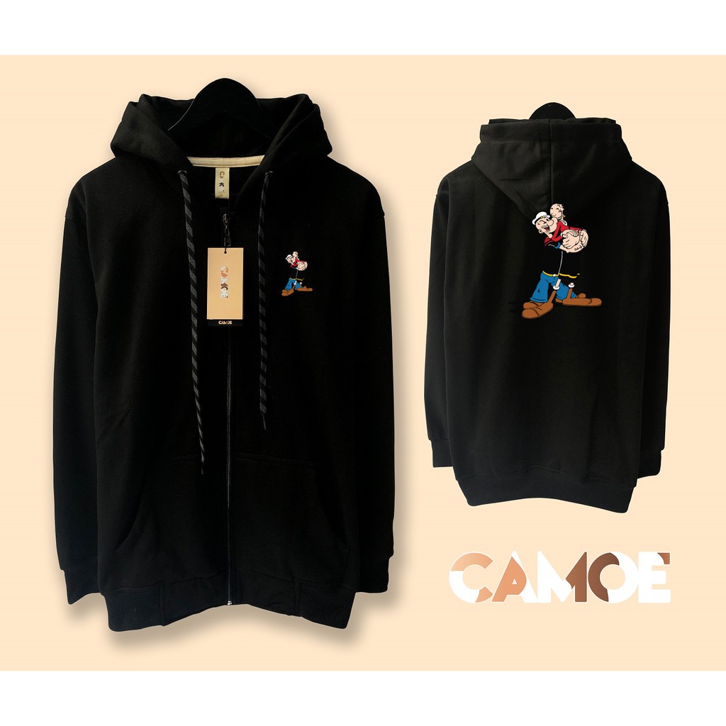 jaket hoodie zipper premium desain popeye and olive