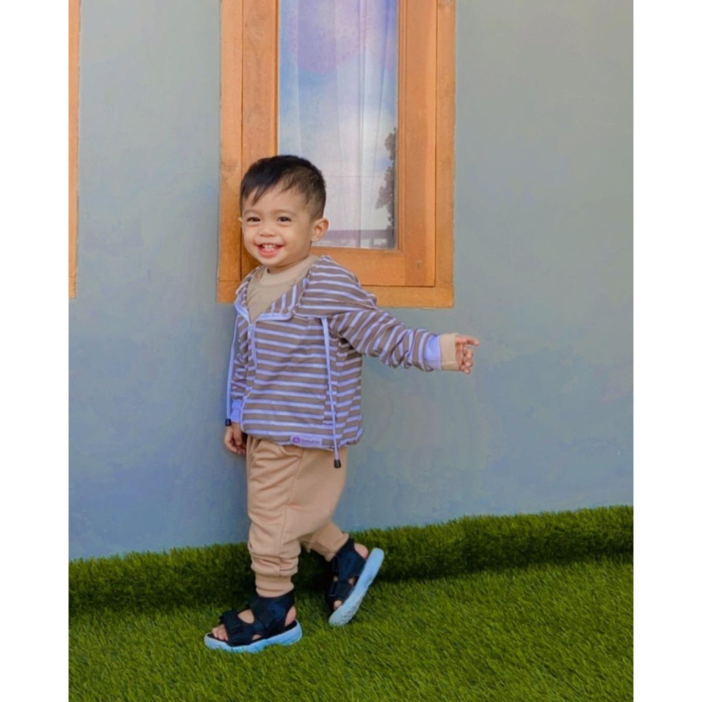 Baby Stripped Zipper Hoodie || Jaket Strip Bayi-7