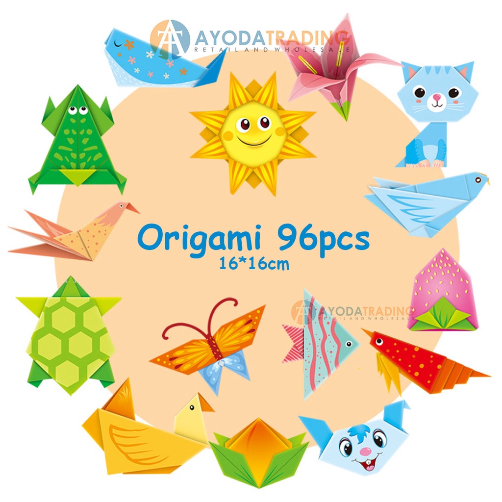 Origami Seni Melipat Kertas Anak DIY 96pcs